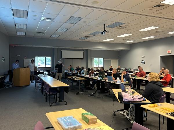 David demonstrating VR teaching methods to educators